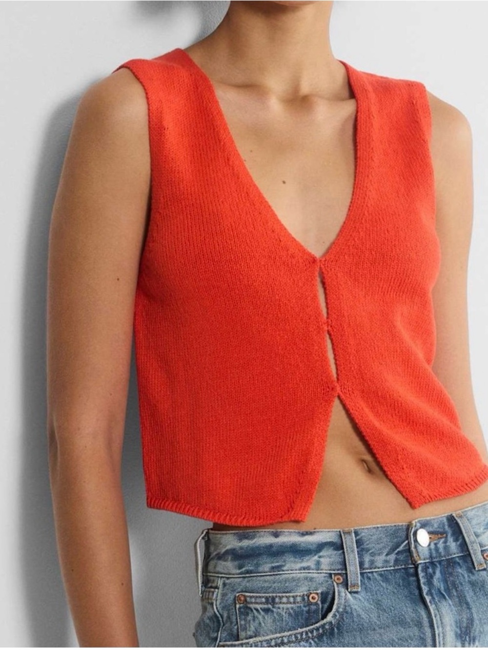 Wilfred Aritzia Red Orange Knit Sleeveless Vest Top